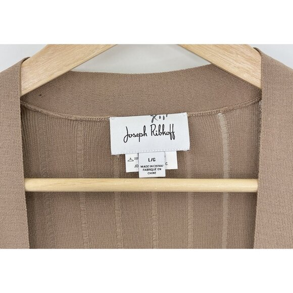Joseph Ribkoff Studded Brown Bride Cover-Up Duster Cardigan Sz L Preppy Coastal - Picture 7 of 10